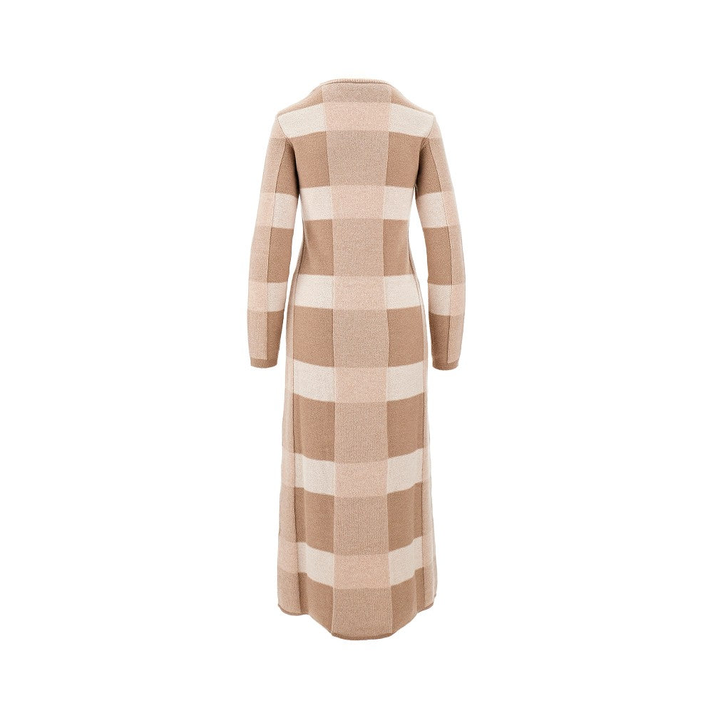 Check knitted midi dress