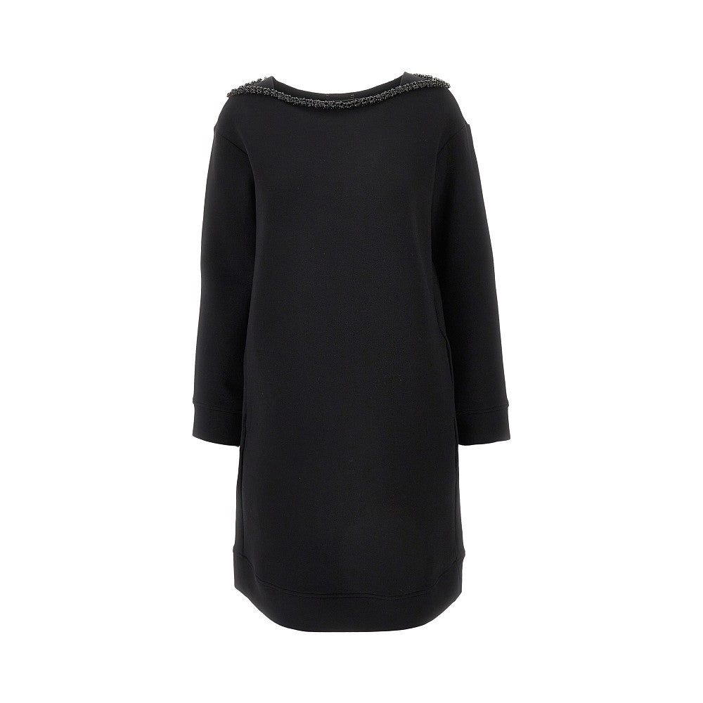 Mini abito in double jersey con cristalli