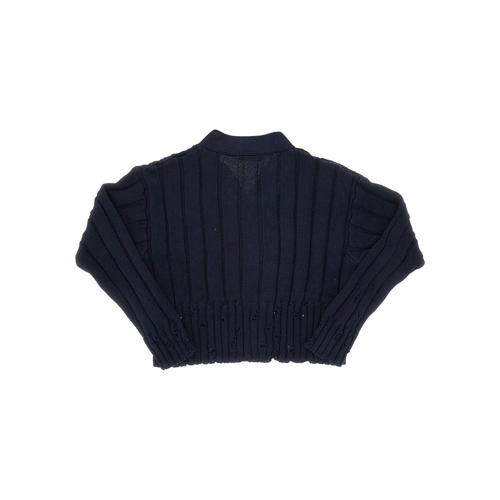 Mini abito in cotone con effetto sdrucito