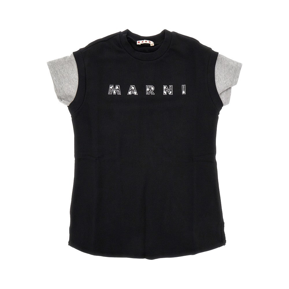 Mini abito in felpa con logo in strass