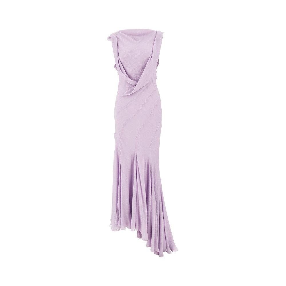 Ruffled scooped back long dress