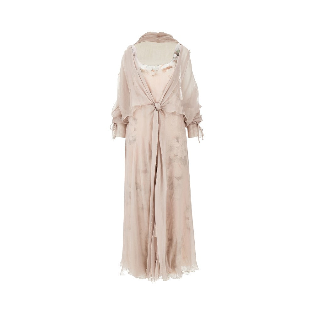 Abito midi in chiffon con stampa floreale