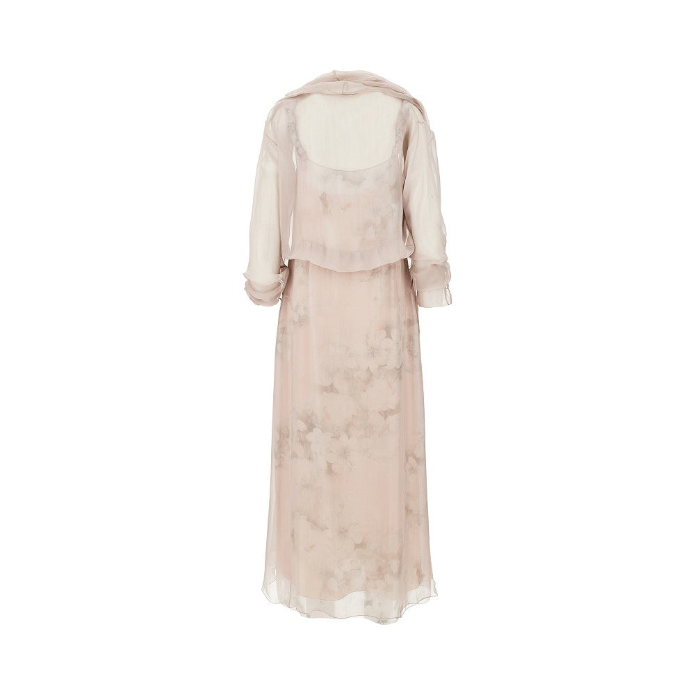 Abito midi in chiffon con stampa floreale
