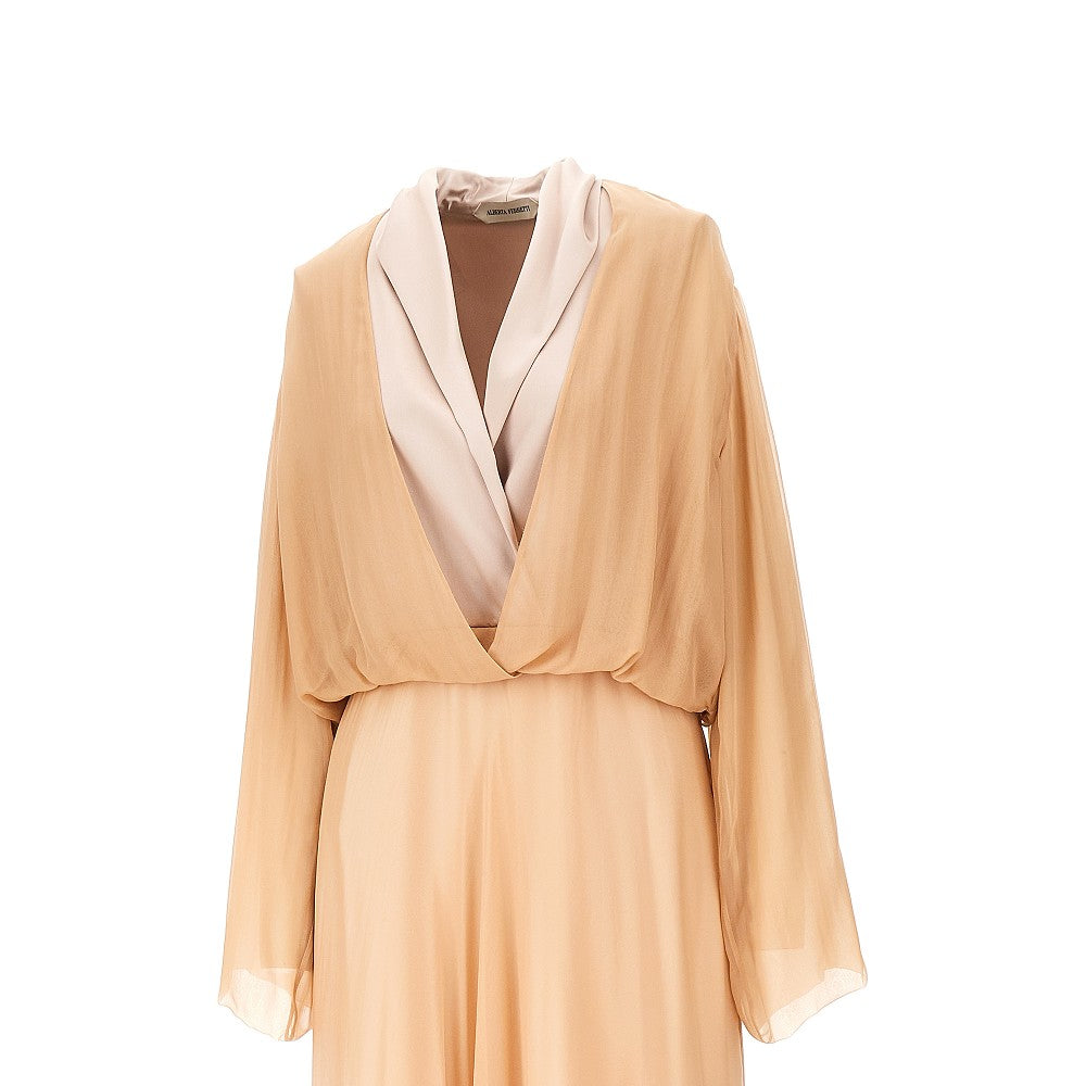 Maxi abito in chiffon e satin
