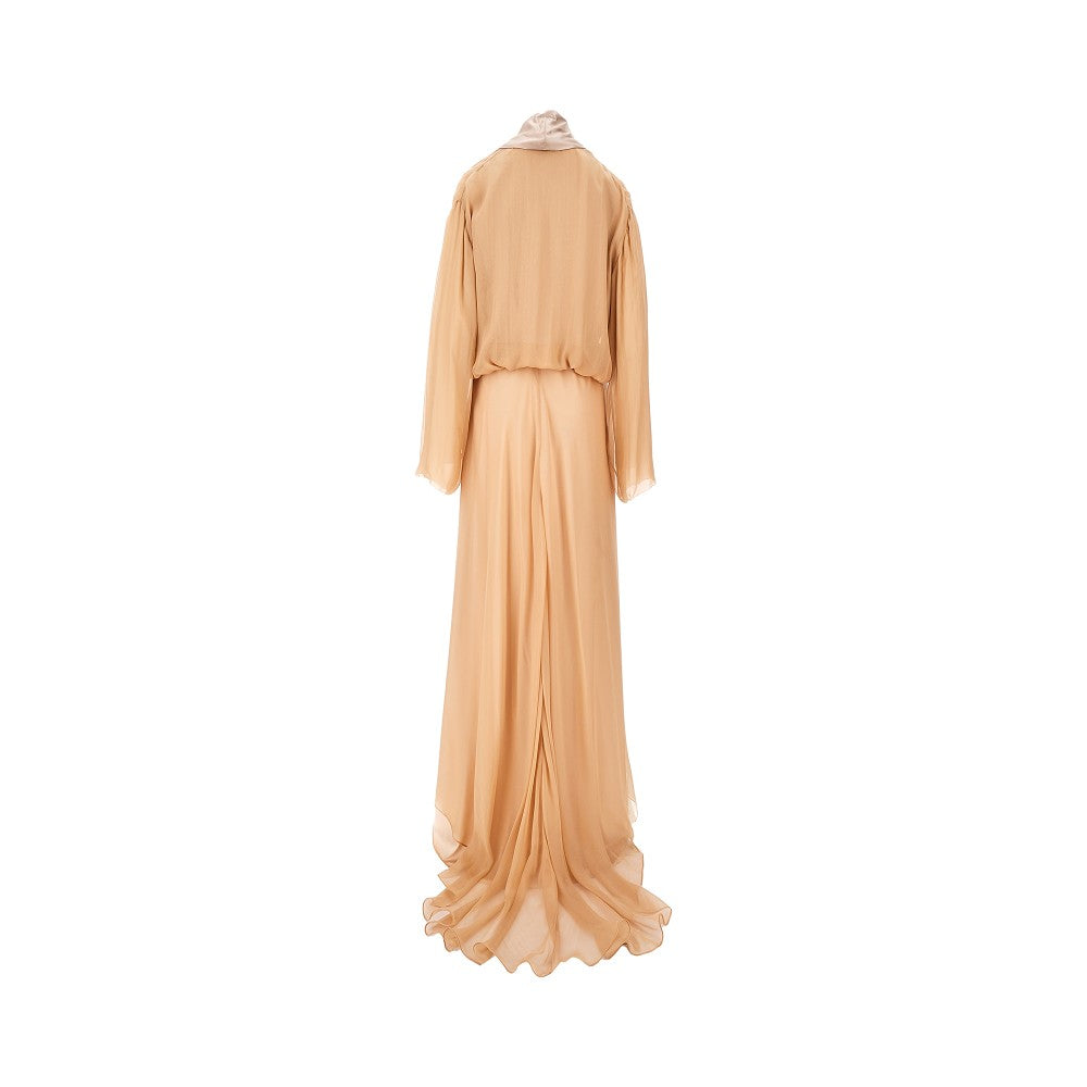 Maxi abito in chiffon e satin
