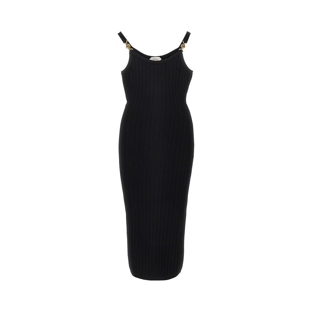 medusa accent knit dress Knitted midi with motif cocktail dress with sequins