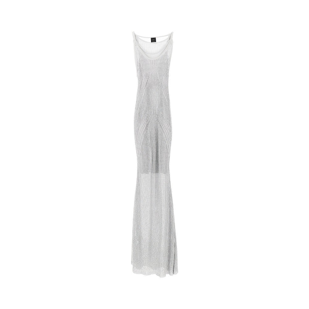 Metallized knit long dress