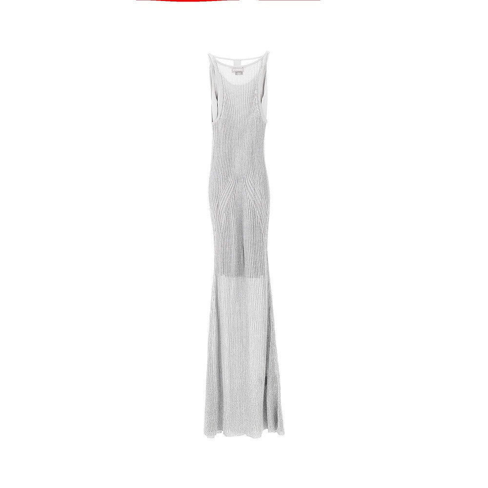 Metallized knit long dress
