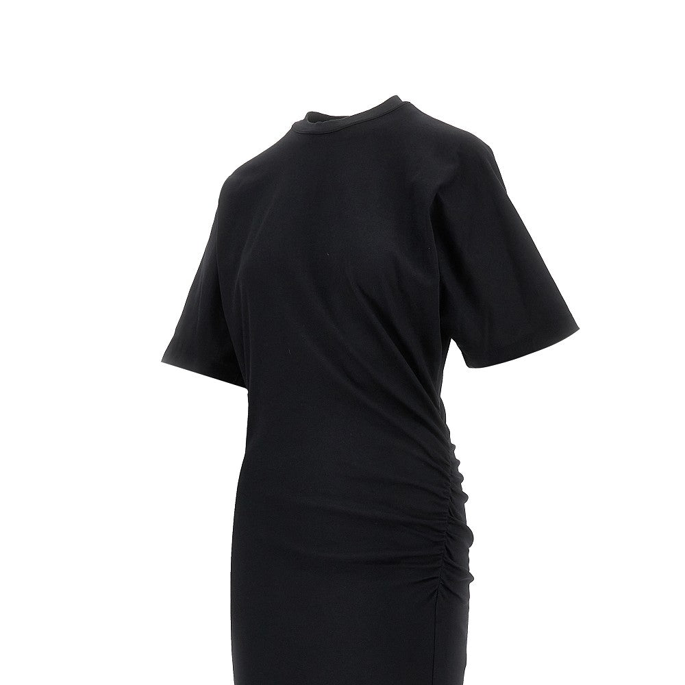 Jersey long dress with padded shoulders