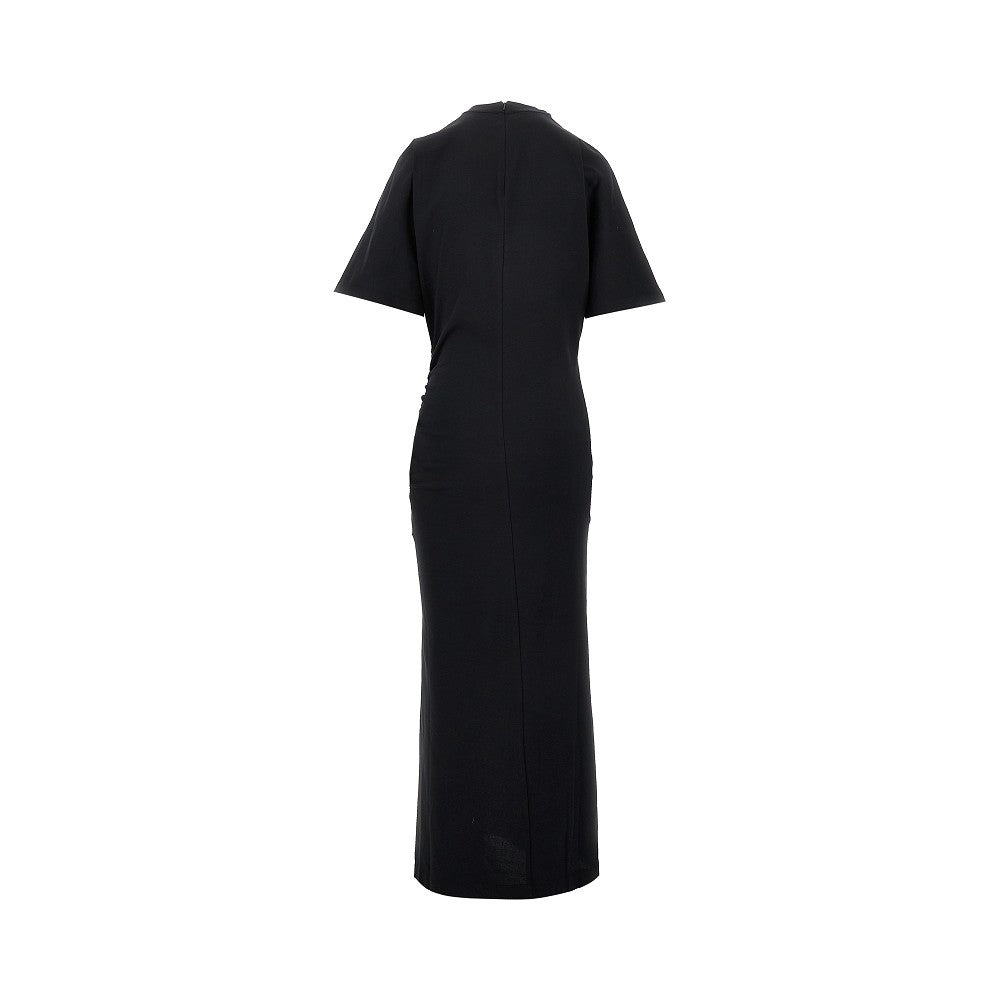 Jersey long dress with padded shoulders