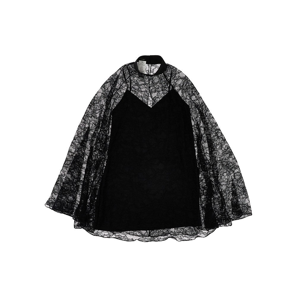 Rebrodè lace cape mini dress