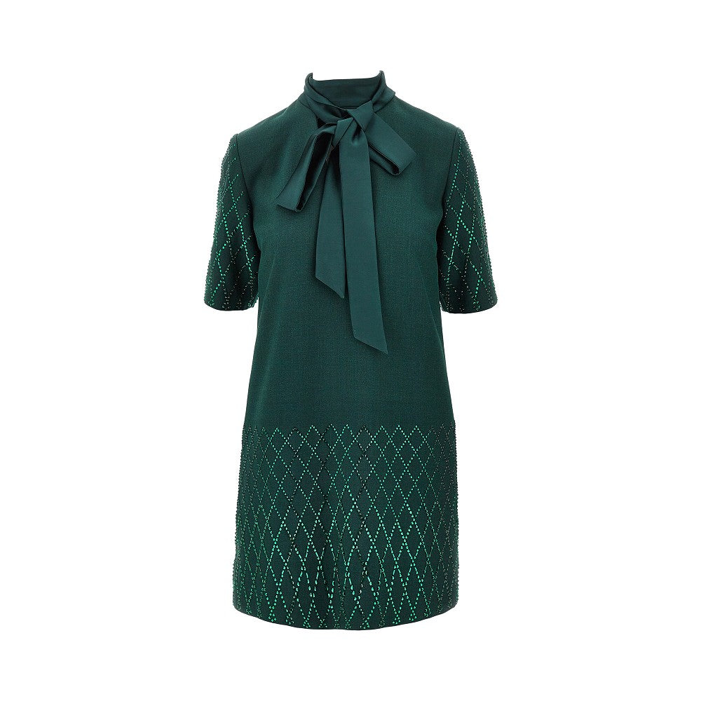 Mini abito con strass e foulard integrato