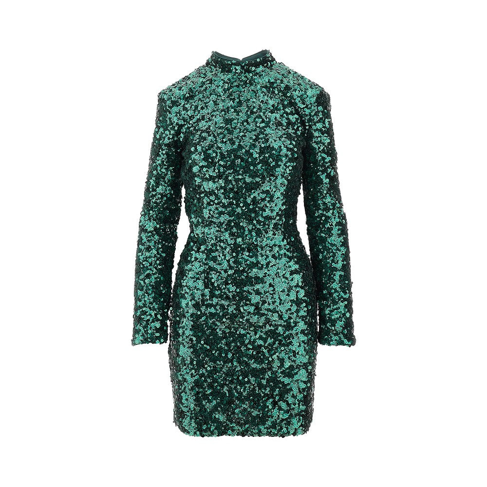Sequinned open-back mini dress