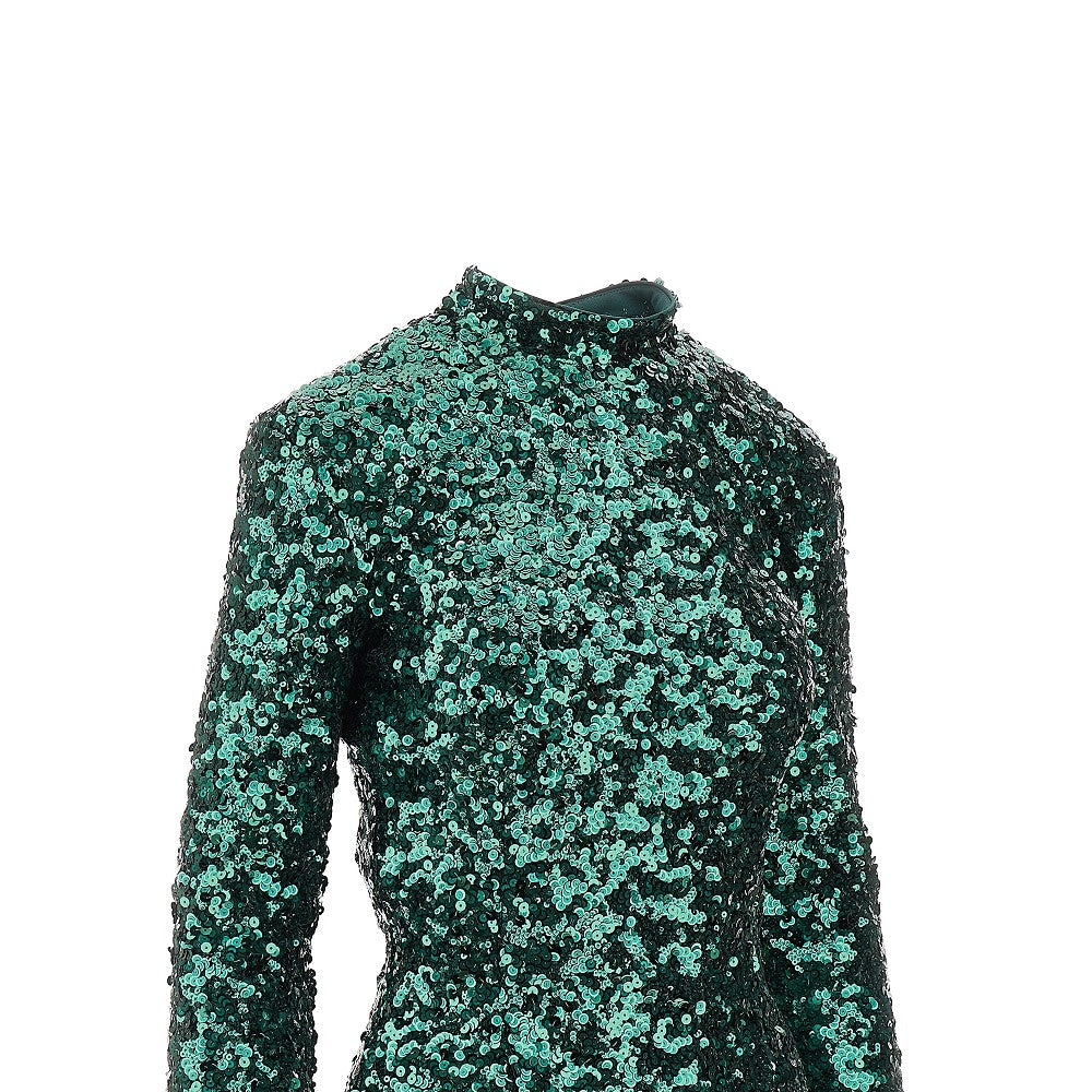 Sequinned open-back mini dress