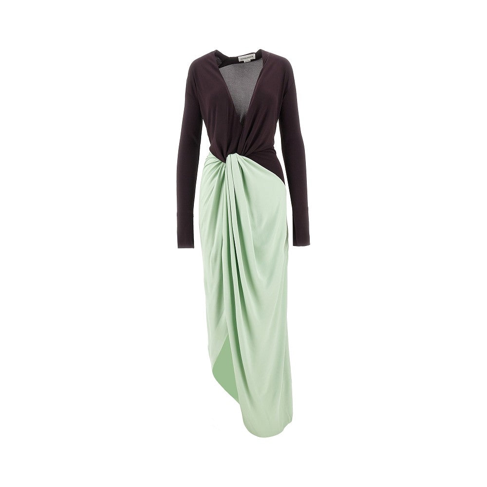 Two-tone long sleeves with knot detail