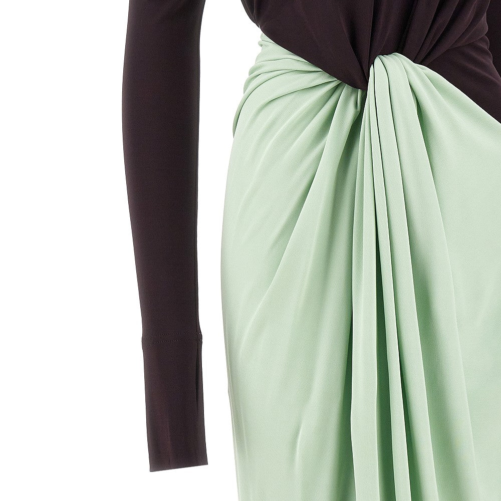 Two-tone long sleeves with knot detail