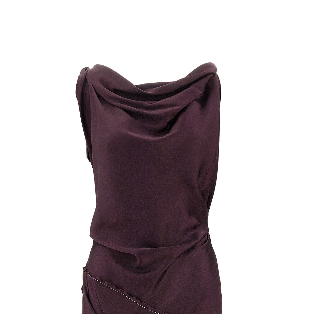 Crepe-back satin draped midi dress