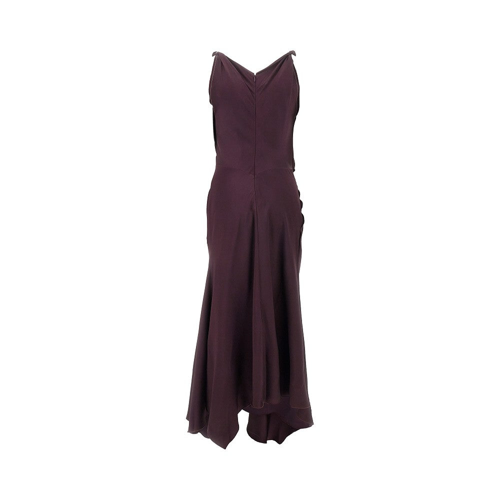 Abito midi drappeggiato in crepe satin