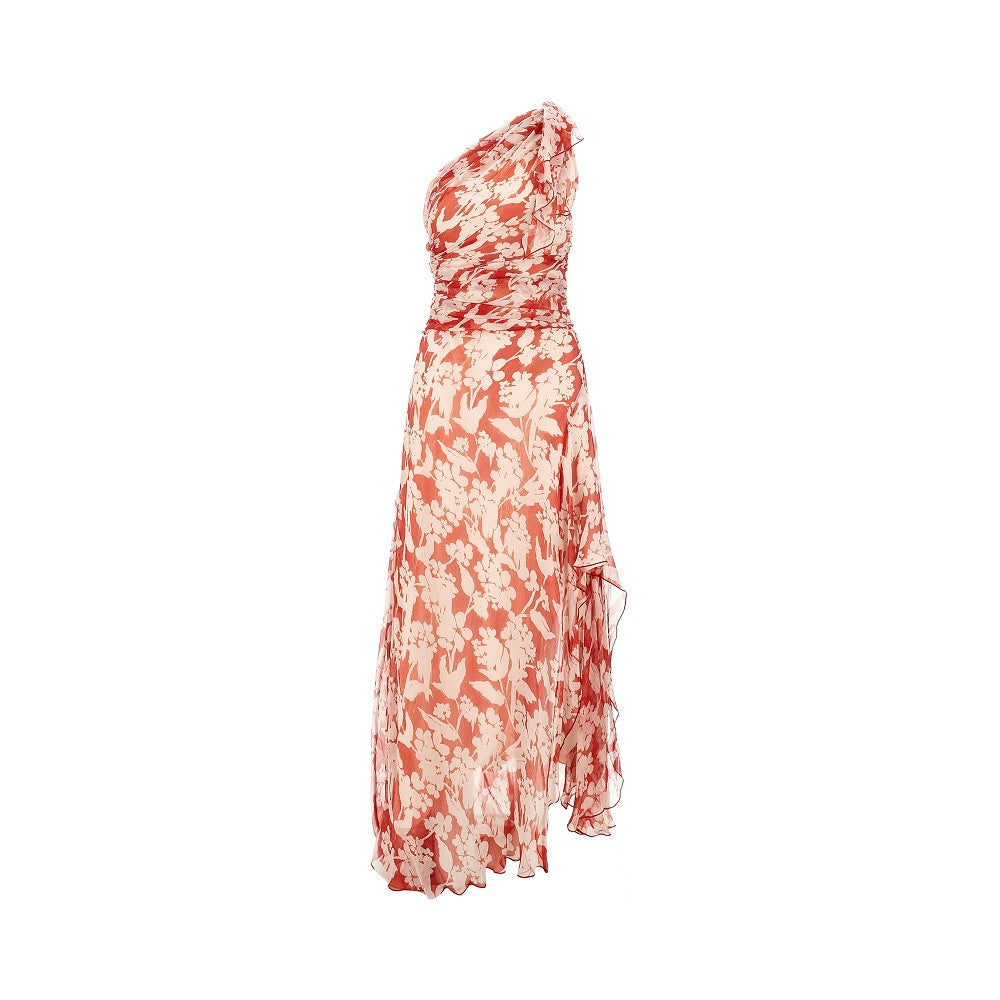 Abito asimmetrico in crepe chiffon