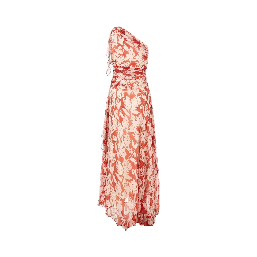 Abito asimmetrico in crepe chiffon