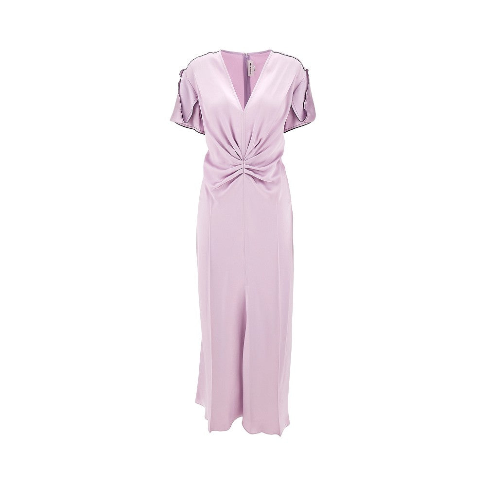 Abito midi drappeggiato in crepe satin