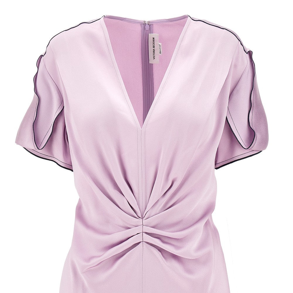 Crepe satin gathered midi dress