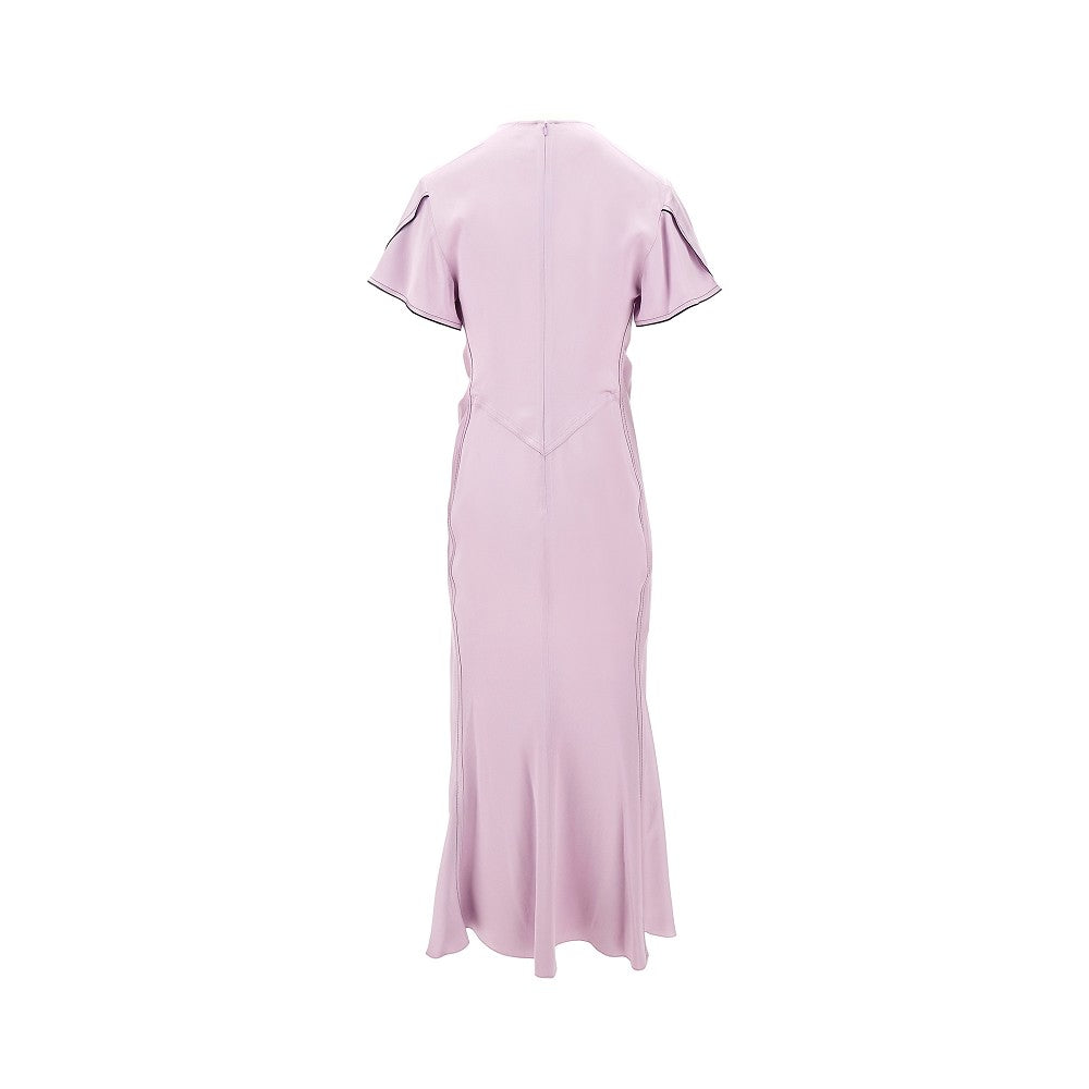 Abito midi drappeggiato in crepe satin