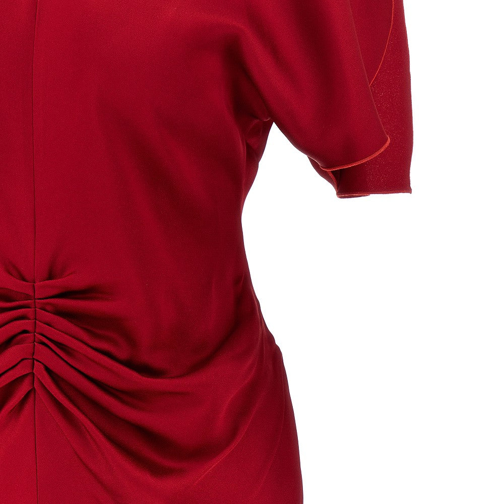 Crepe back satin gathered long dress