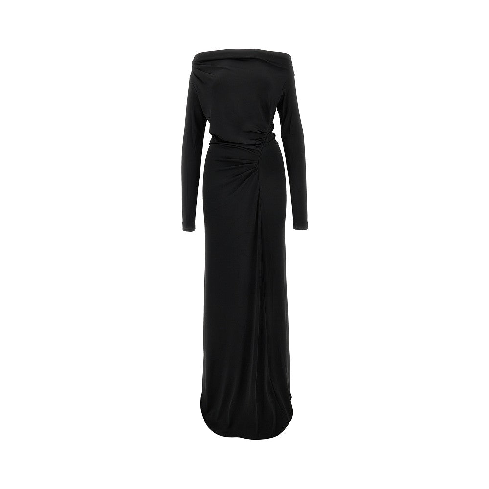 Draped off-the-shoulder long dress