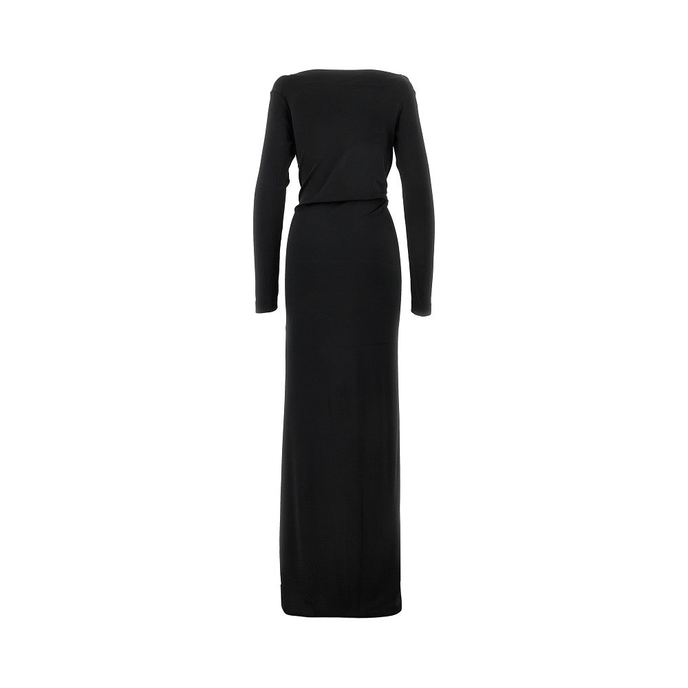 Draped off-the-shoulder long dress
