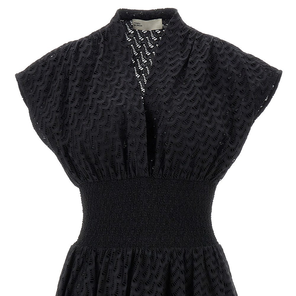 Abito midi in cotone ricamato