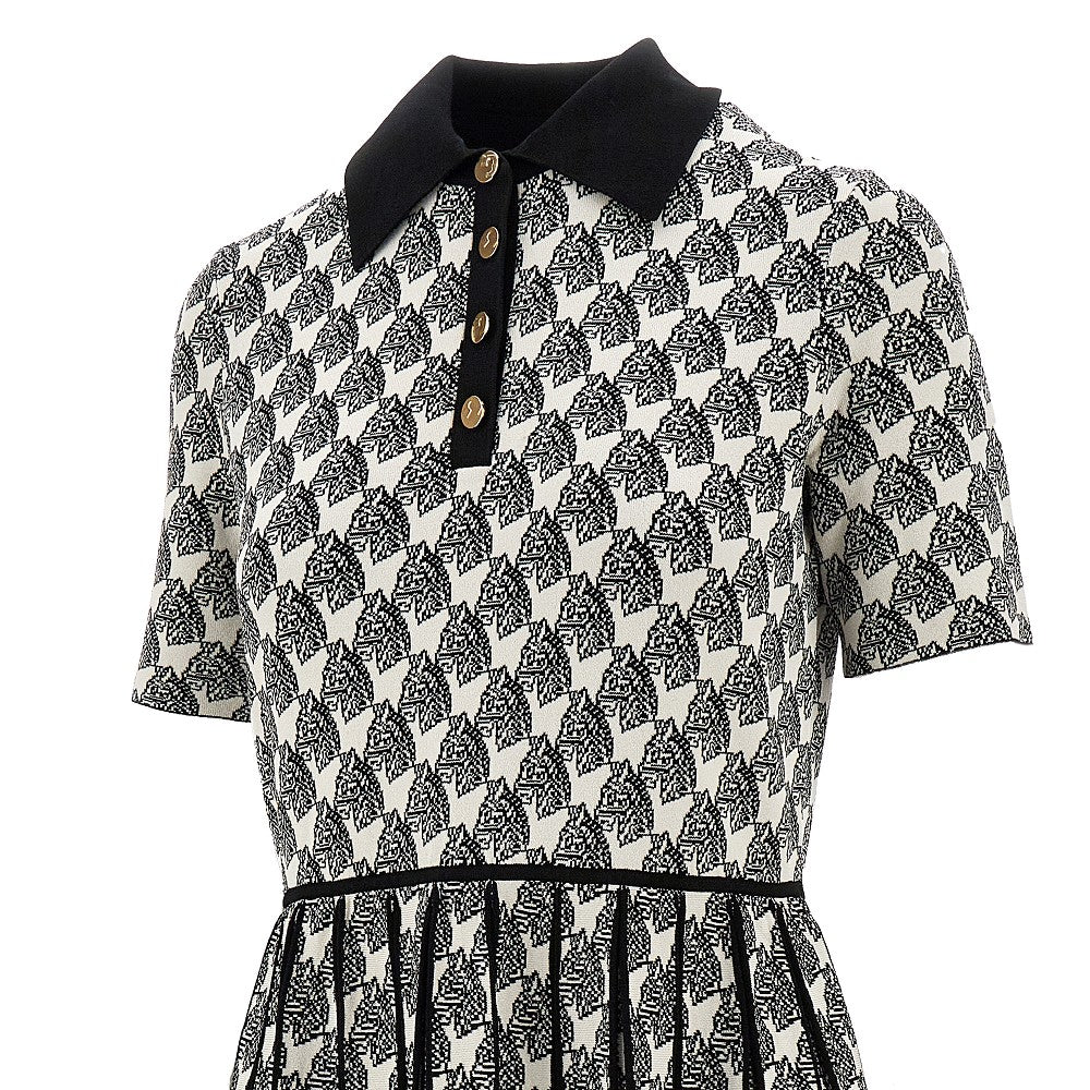 Abito polo in maglia jacquard