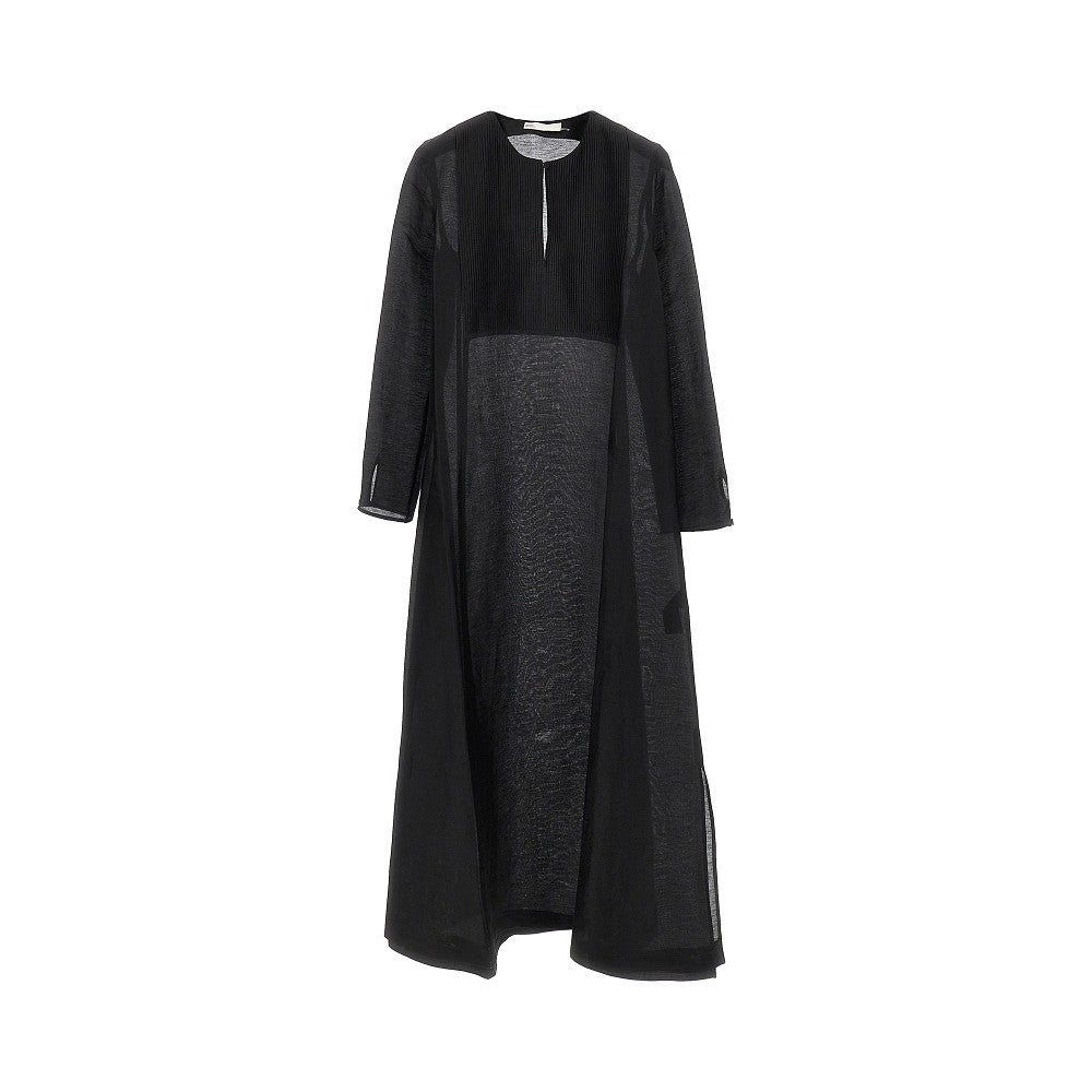 Abito caftano in misto lino e seta