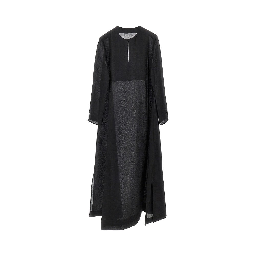 Abito caftano in misto lino e seta