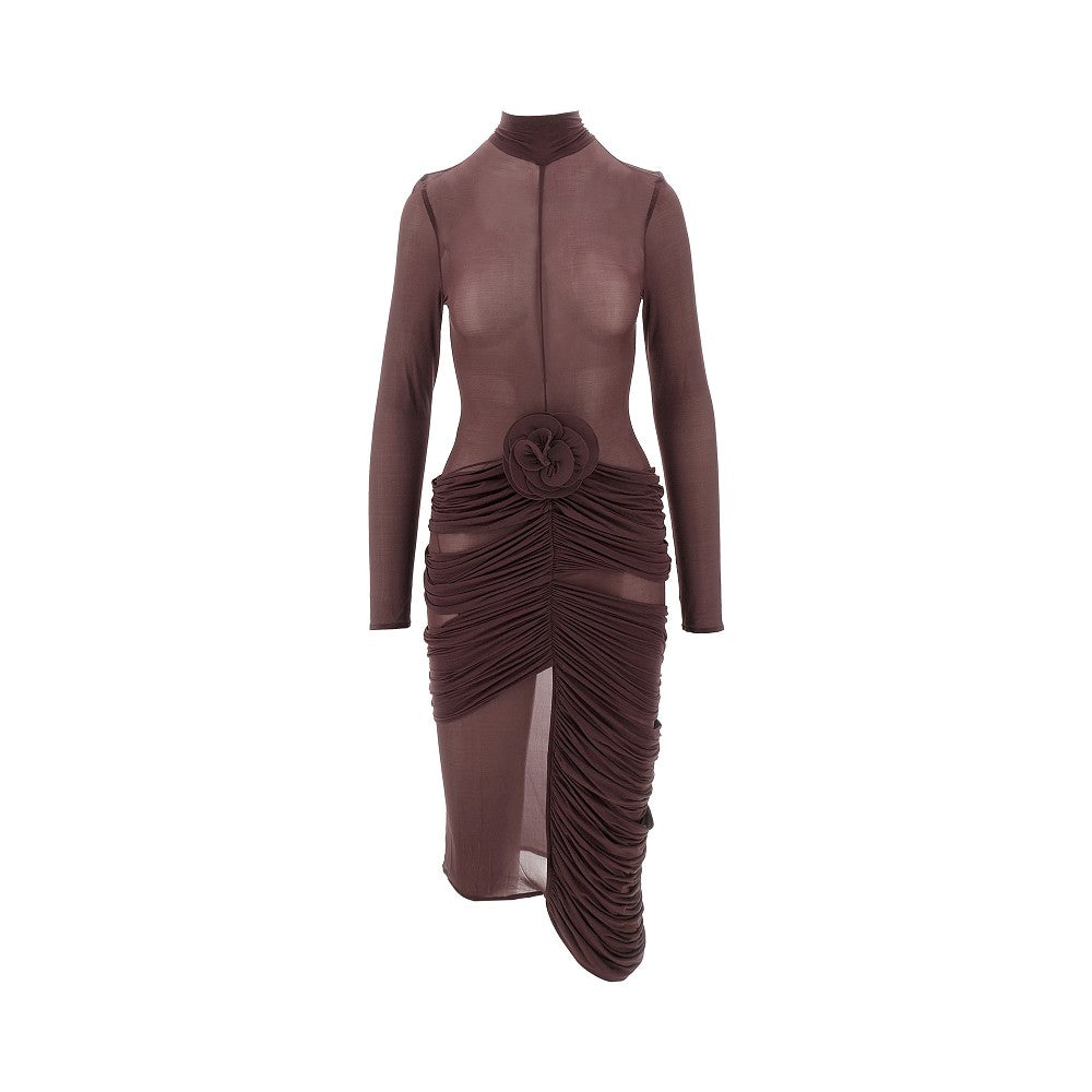 Abito midi in jersey drappeggiato