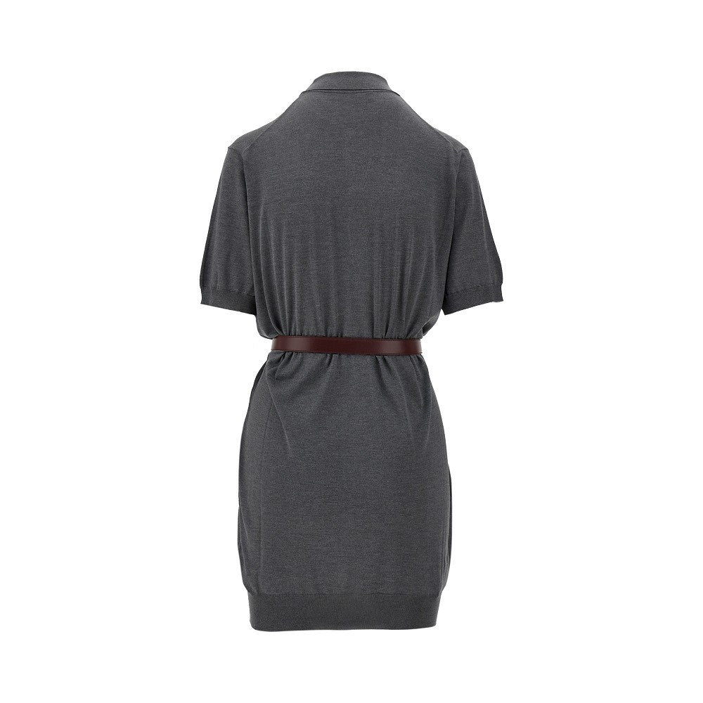 Mini abito a polo in maglia con cintura