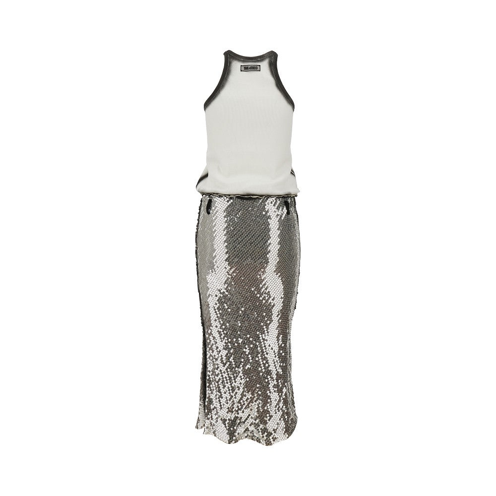Jersey and sequins midi dress