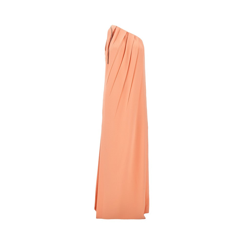 Cady crepe one-shoulder long dress