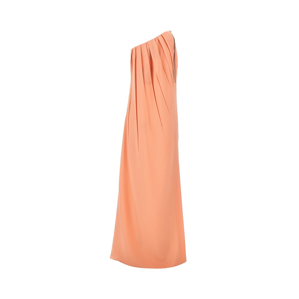 Cady crepe one-shoulder long dress