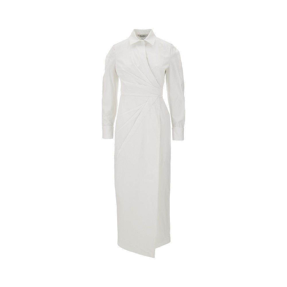 Abito lungo drappeggiato in twill stretch