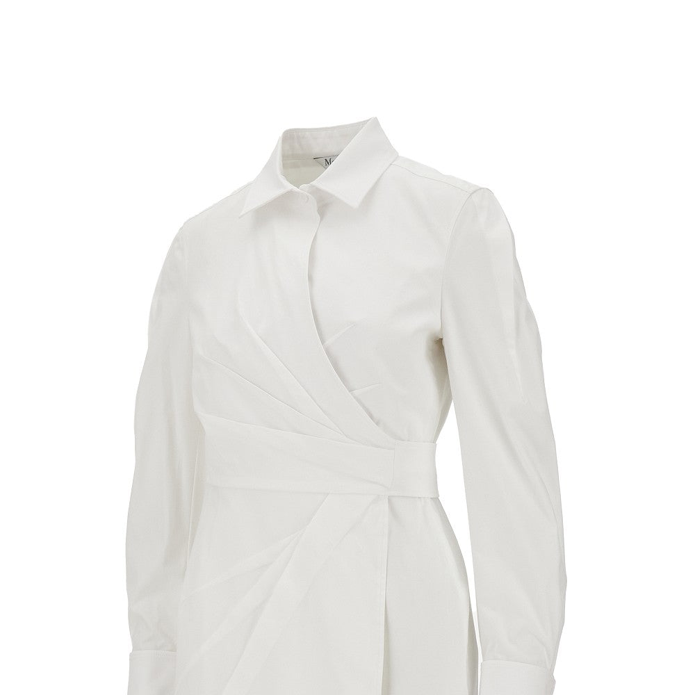 Abito lungo drappeggiato in twill stretch