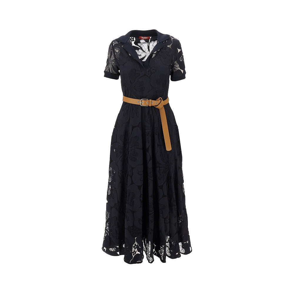 Abito midi in pizzo con cintura