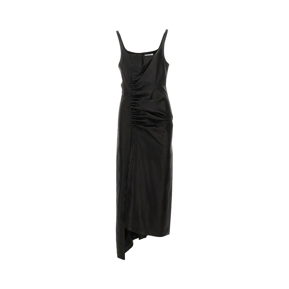 Leather draped midi dress