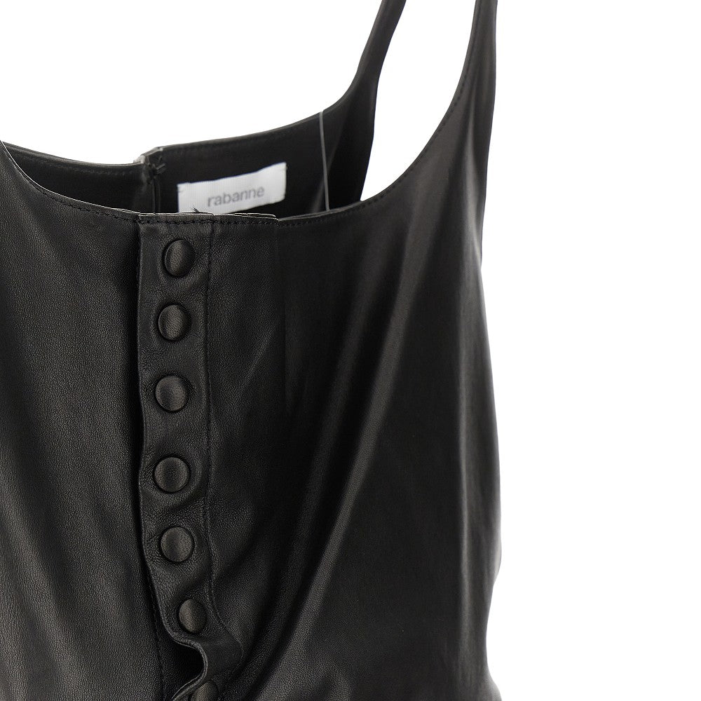 Leather draped midi dress