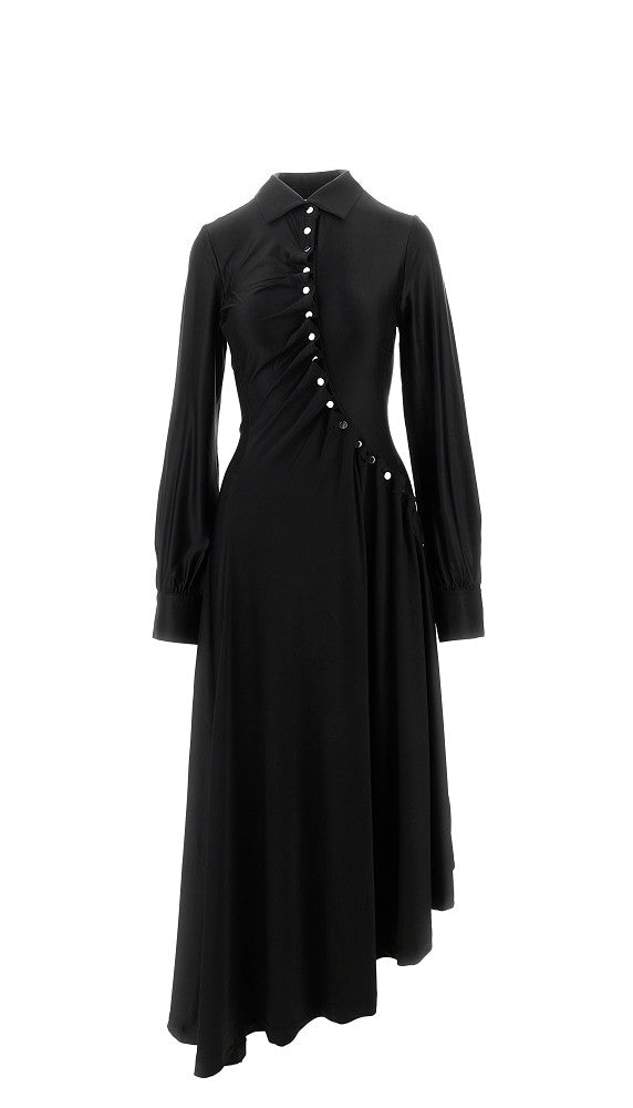 Stretch viscose draped midi dress