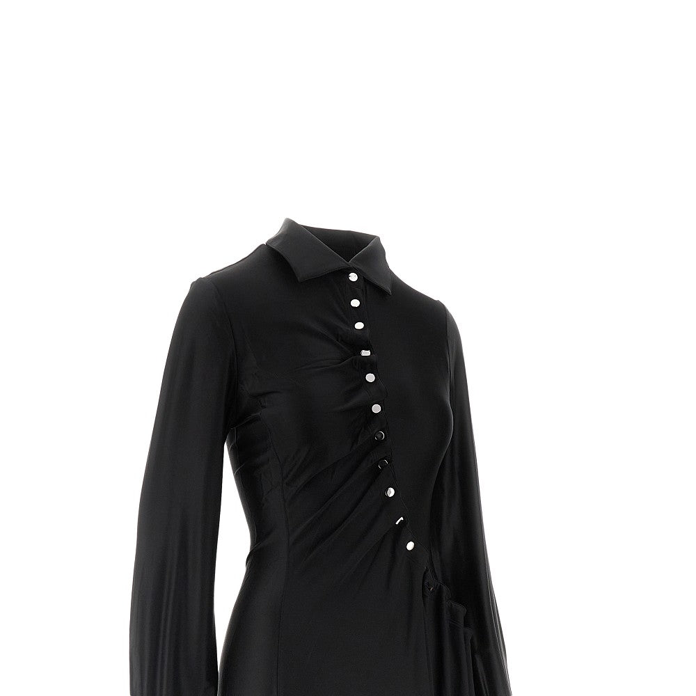 Stretch viscose draped midi dress