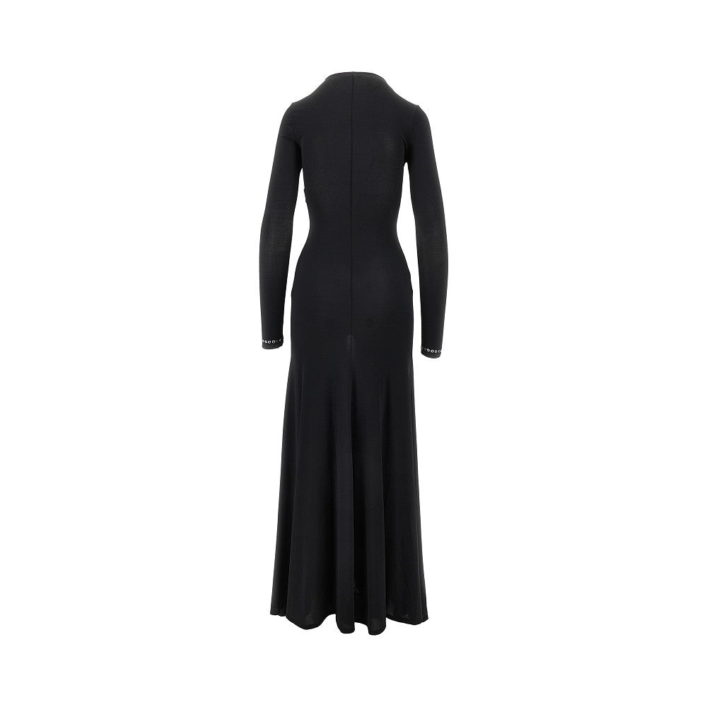 Long dress with cut-out details and eyelets