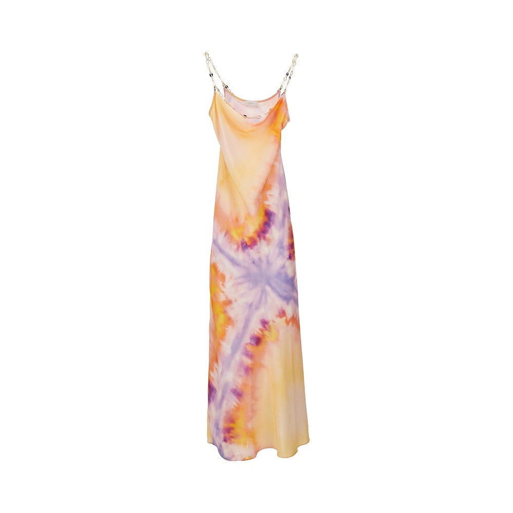 Tie-dye satin long dress