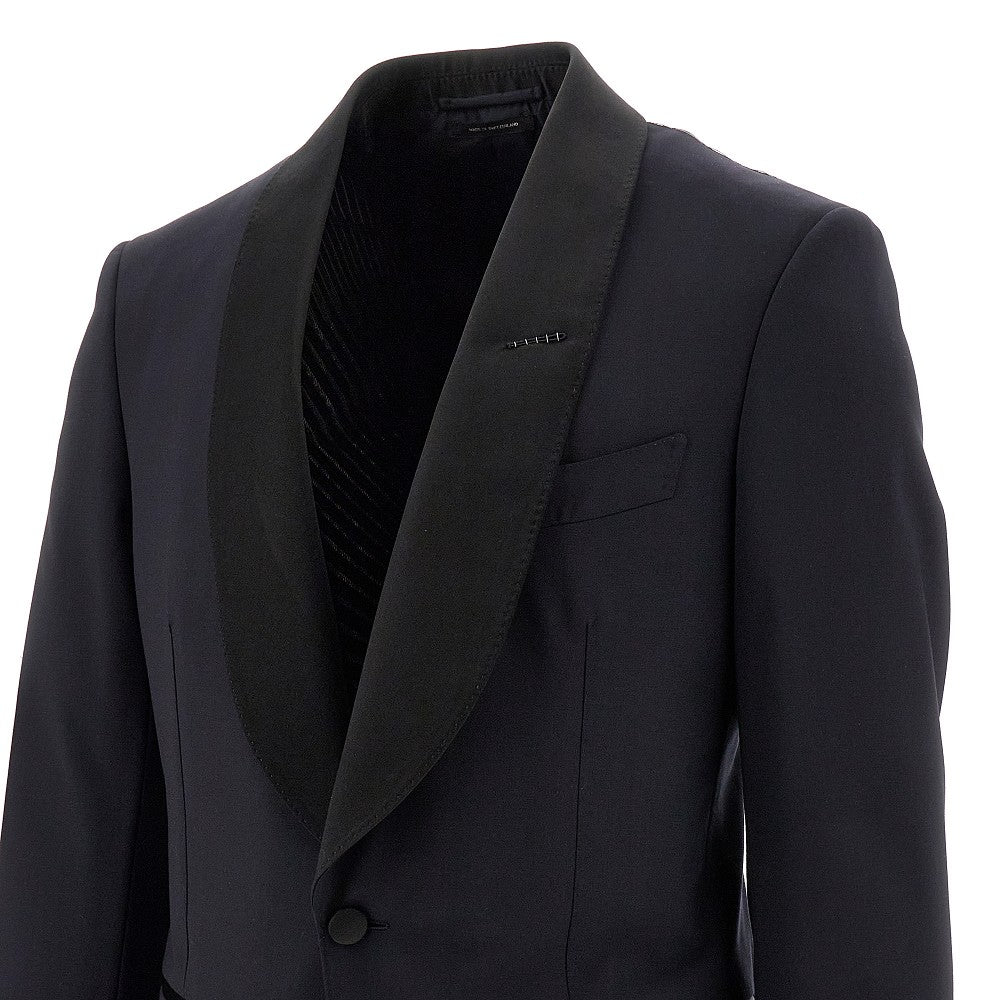 Stretch wool tailored tuxedo suit