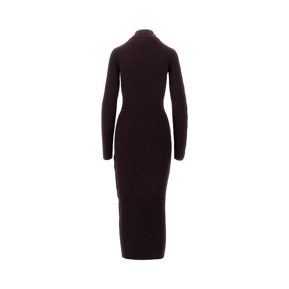 Ribbed long dress with snap buttons